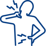 Icon image of a person's silhouette that shows neck and back pain.